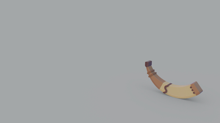 3d icon of ancient horn with decorating isolated on gray backgroundの写真素材