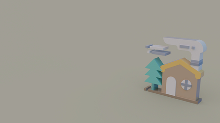 color 3d icon of home isolated on grey backgroundの写真素材