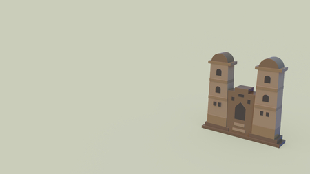 3d icon of tajikistan fortress isolated on beige backgroundの写真素材