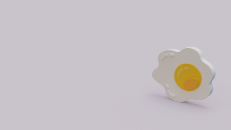 3d icon of fried egg isolated on gray backgroundの写真素材