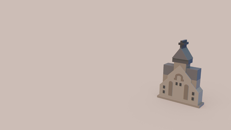 3d icon of catholic church isolated on beige backgroundの写真素材
