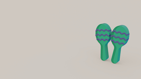 3d icon of green blue maracas isolated on gray backgroundの写真素材