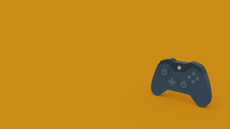 3d icon of dark gray game console isolated on yellow backgroundの写真素材