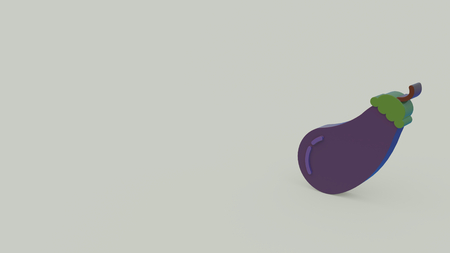 3d icon of aubergine isolated on gray backgroundの写真素材