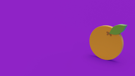 3d icon of orange isolated on violet backgroundの写真素材