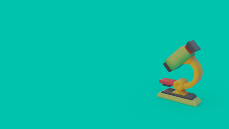 3d icon of school microscope isolated on turquoise backgroundの写真素材