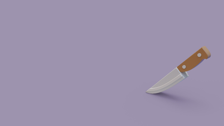 3d icon of knife isolated on light violet backgroundの写真素材