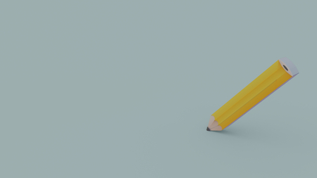 3d icon of yellow pencil isolated on light blue backgroundの写真素材