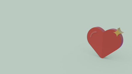 3d icon of red heart isolated on backgroundの写真素材