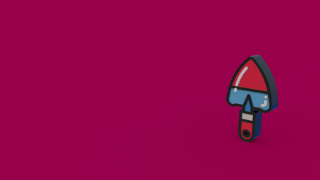 3d icon of trowel isolated on dark violet backgroundの写真素材