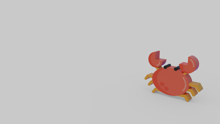 3d icon of red crab isolated on gray backgroundの写真素材