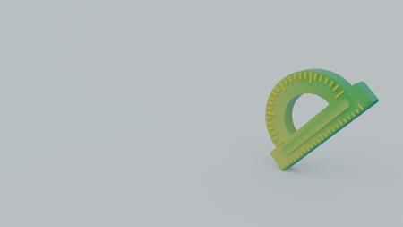 3d icon of green protractor isolated on gray backgroundの写真素材