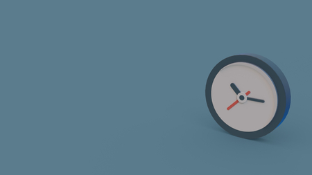 3d icon of round clock with dark frame isolated on blue backgroundの写真素材