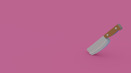 3d icon of butcher knife isolated on pink backgroundの写真素材