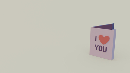 3d icon of violet valentines day card with love message isolated on gray backgroundの写真素材