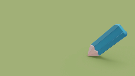 3d icon of blue pencil isolated on backgroundの写真素材