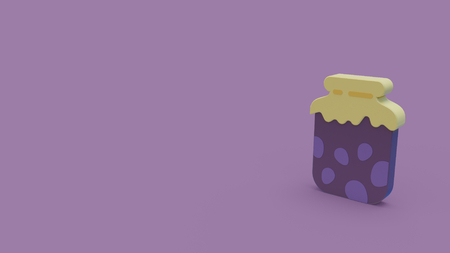 3d icon of plum jam jar isolated on violet backgroundの写真素材