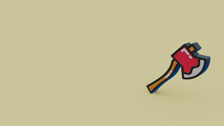 3d icon of axe isolated on green backgroundの写真素材