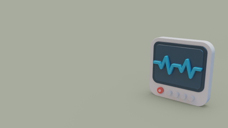 3d icon of medical monitor isolated on light green backgroundの写真素材