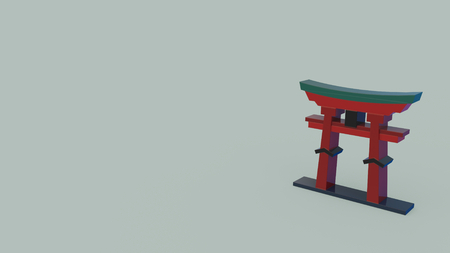 3d icon of itsukushima shrine isolated on gray backgroundの写真素材