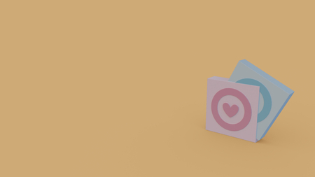 3d icon of pink and blue condoms isolated on orange background