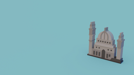 3d icon of muscat mosque isolated on light blue backgroundの写真素材