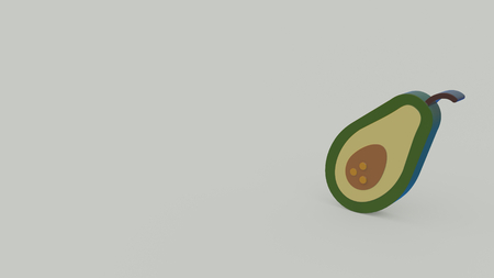3d icon of avocado isolated on gray backgroundの写真素材