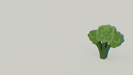 3d icon of broccoli isolated on light green backgroundの写真素材