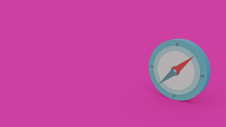 3d icon of compass isolated on violet backgroundの写真素材