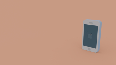 3d icon of i pad isolated on orange backgroundの写真素材