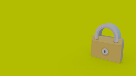 3d icon of yellow padlock isolated on yellow backgroundの写真素材