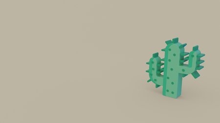 3d icon of green cactus isolated on gray backgroundの写真素材