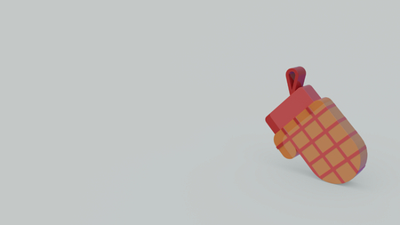 3d icon of red orange kitchen glove isolated on gray backgroundの写真素材