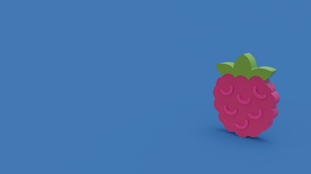 3d icon of raspberry isolated on blue backgroundの写真素材