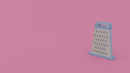 3d icon of gray grater isolated on violet backgroundの写真素材