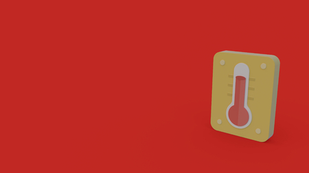 3d icon of thermometer isolated on red backgroundの写真素材