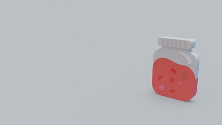 3d icon of red jelly jar isolated on gray backgroundの写真素材