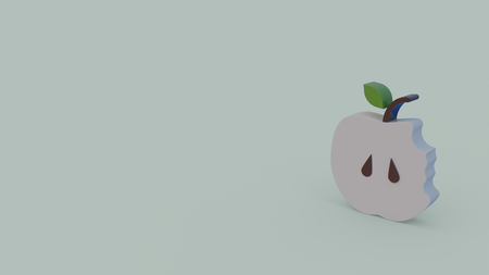 3d icon of cut apple isolated on gray backgroundの写真素材
