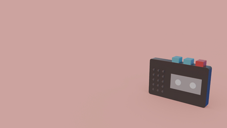 3d icon of dark cassette player isolated on light violet backgroundの写真素材
