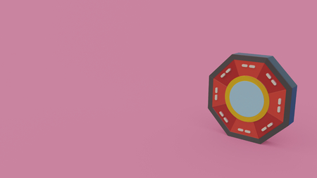 3d icon of pa kua mirror isolated on violet backgroundの写真素材