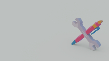 3d icon of crossed tools isolated on gray backgroundの写真素材