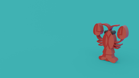 3d icon of red lobster isolated on bright blue backgroundの写真素材