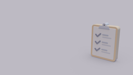 3d icon of paper with list with check boxes isolated on gray backgroundの写真素材