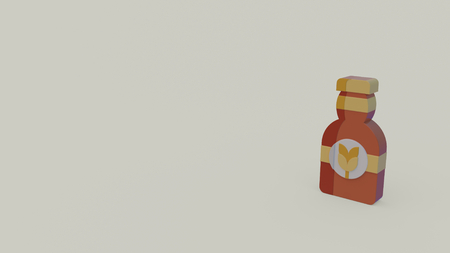 3d icon of beer bottle isolated on gray backgroundの写真素材