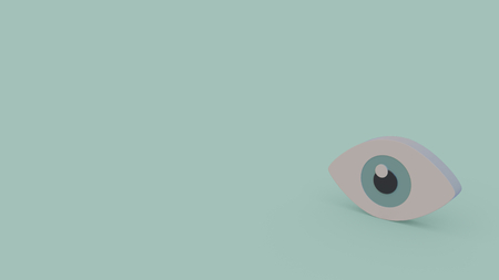 3d icon of blue eye isolated on blue backgroundの写真素材
