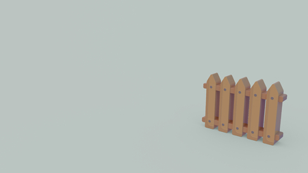 3d icon of wooden fence isolated on gray backgroundの写真素材
