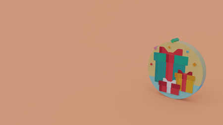 3d icon of christmas gifts isolated on orange background