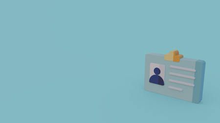 3d icon of id card isolated on blue background