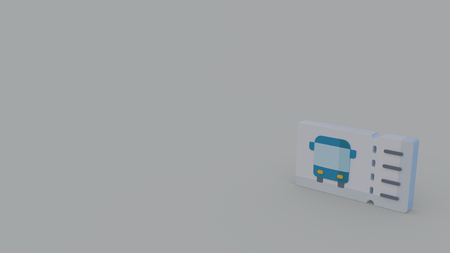 3d icon of public transportation ticket isolated on gray backgroundの写真素材