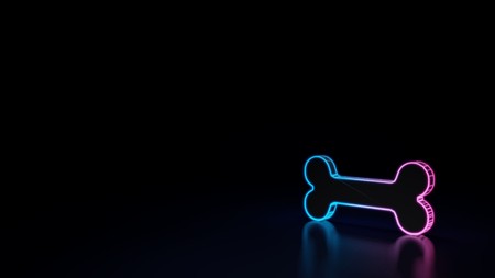 3d icon of blue violet bone isolated on black backgroundの写真素材